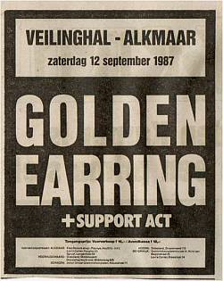 Golden Earring show ad September 12, 1987 Alkmaar - Veilinghal